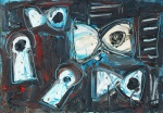 IBERÊ CAMARGO. "Carretéis", óleo s/madeira, medindo 40 x 57 cm. Assinado e datado 79. No ver