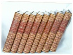 OEUVRES COMPLETES DE GUSTAVE FLAUBERT. IMPRESSO EM PARIS PELA A.QUANTIN EM 1888. 8 VOLUMES 25CM X 17CM. LIVRO RARO TIRAGEM LIMITADA A 100 EXEMPLARES EM PAPEL HOLLANDE COM SEQUÊNCIAS DE GRAVURAS. ESTE É O EXEMPLAR Nº27. REFERÊNCIA A BIBLIOTÈQUE NATIONALE DE FRANCE. VOLUME 1 MADAME BOVARY, VOLUME 2 SALAMMBÔ, VOLUME 3 E 4 LEDUCATION SENTIMENTALE, VOLUME5 LA TENTÁTION DE SAINT ANTOINE, VOLUME 6 CONTES DE MÉLANGES, VOLUME 7 BOUVARD ET PÉCUCHET, VOLUME 8 THÈATRE. INCLUI ÍNDICE. SEMI-ENCADERNADA EM MARROQUIM VERMELHO, COM DORSO ORNAMENTADO EM DOURADO. LITERATURA FRANCESA.Nota: Flaubert começou o romance em 1851 e trabalhou nele durante cinco anos, até 1856. A partir de outubro, o texto foi publicado na Revue de Paris em folhetim até 15 de dezembro seguinte. Em fevereiro de 1857, o gerente da revista, Léon Laurent-Pichat, o impressor e Gustave Flaubert foram julgados por "insultar a moral pública e religiosa e os bons costumes". Defendido pelo advogado Antoine-Jules Sénard, apesar da acusação do procurador Ernest Pinard, Gustave Flaubert foi acusado do realismo vulgar e muitas vezes chocante da pintura das personagens, mas foi absolvido. O romance terá um sucesso significativo nas livrarias. Honoré de Balzac já havia abordado o mesmo assunto em A Mulher dos Trinta Anos, em 1831, na forma de um conto que apareceu em 1842 na edição Furne da Comédie humaine, sem contudo causar escândalo. É em sua memória que Flaubert subtitulou a obra Modos Provinciais, referindo-se à nomenclatura da Comédia Humana. A princípio, Flaubert não queria que seu romance fosse ilustrado com o retrato de uma mulher para dar livre curso à imaginação do leitor. 