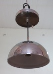 Lustre meia esfera em aço inox para uma lâmpada, interior leitoso. Acompanha cabo e canopla.  Med. 12 x 18,5 cm diâmetro.