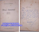LIVRO AUTOGRAFADO: PONTES DE MIRANDA - OBRAS LITERÁRIAS - PROSA E POESIA - 1 EDIÇÃO - RIO DE JANEIRO