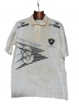 <b>COLECIONISMO</b>, uma (1) camisa de comissão técnica do BOTAFOGO e PROONZE dos anos 90, confeccionada em tecido branco, apresentando marcas do tempo e manchas de guardado, tamanho G.