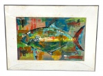 <b>SILVA COSTA</b>, "Peixe", TMSP, moldura em metal, vidro frontal trincado com sinais de fungos, medindo 63x64,5cm.