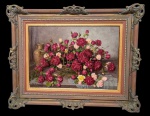 SHOKICHI TAKAKI (Niegata-Japão, 1914 - 2006, SP) - 45 X 63,5 - ´´FLORAL´´ - Belíssima e clássica pintura, finamente executada em técnica de óleo sobre tela, representando lindo motivo floral riquíssimo em movimentos e colorações. Assinada e datada de 1993 no C.I.E. Enquadrada em majestosa moldura em madeira de lei da época ricamente trabalhada medindo 72,0 x 89,0 cm. Em perfeito estado de conservação, oportunidade única. NOTA SOBRE O ARTISTA: Shokichi Takaki (1914 - 2006), Nasceu em Niegata, no Japão. Em 1927 veio para o Brasil. Iniciou-se como autodidata e nessa condição até hoje permanece. De lavra acadêmica, sua pintura reproduziu paisagens, naturezas-mortas, figuras humanas, flores e marinhas, em cunho realista e naturalista. Prêmios: 1982 - Ribeirão Preto SP - Salão de Belas Artes de Ribeirão Preto - Medalha de Ouro Francisco Cossolet 1984 - Le Centre International D´Art Contemporain - Medalha de Ouro; 1984 - São Paulo SP - Salão da Associação Paulista de Belas Artes - Pequena e Grande Medalha de Bronze e Pequena e Grande Medalha de Prata. Exposições individuais:1964/1973 - Salão Paulista de Belas Artes - Medalha de Bronze (1964) - Pequena Medalha de Prata (1968) - Grande Medalha de Prata 1970 - Pequena Medalha de Ouro (1973) (São Paulo, SP)1975 - Salão de Belas Artes de Verão da Prefeitura Municipal de São Paulo - Medalha de Prata (São Paulo, SP)1977 - Salão de Belas Artes da Sociedade Amigos do Salão Paulista de Belas Artes - Grande Medalha de Prata (São Paulo, SP)1981/1982 - Salão Oficial da Academia Paulista de Belas Artes - Prêmio Viagem ao País (1981) e Medalha de Ouro Paulistur (1982) (São Paulo, SP) Exposições coletivas:1952 - Salão Paulista de Belas Artes (São Paulo, SP)1953 - Salão Paulista de Belas Artes (São Paulo, SP)1963 - Salão de Belas Artes de Piracicaba (Piracicaba, SP)1980 - Salão Paulista de Belas Artes (São Paulo, SP)1981 - Salão de Belas Artes de Piracicaba (Piracicaba, SP)1982 - Salão de Belas Artes de Ribeirão Preto - Medalha de Ouro Francisco Cossolet (Ribeirão Preto, SP)1984 - Le Centre International D´Art Contemporain - Medalha de Ouro 1984 - Salão da Associação Paulista de Belas Artes - Pequena e Grande Medalha de Bronze e Pequena e Grande Medalha de Prata (São Paulo, SP)1984 - Salão Paulista de Belas Artes (São Paulo, SP)2001 - Salão Paulista de Belas Artes (São Paulo, SP)