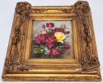 SHOKICHI TAKAKI (Niegata-Japão, 1914 - 2006, SP) - 21,0 X 27,0 - ´´FLORAL´´ - Belíssima e clássica pintura, finamente executada em técnica de óleo sobre placa Eucatex, representando lindo motivo floral riquíssimo em movimentos e colorações. Assinada no C.I.E. Enquadrada em majestosa moldura da época ricamente trabalhada medindo 43,0 x 48,0 cm. Em perfeito estado de conservação, oportunidade única. Moldura no estado. NOTA SOBRE O ARTISTA: Shokichi Takaki (1914 - 2006), Nasceu em Niegata, no Japão. Em 1927 veio para o Brasil. Iniciou-se como autodidata e nessa condição até hoje permanece. De lavra acadêmica, sua pintura reproduziu paisagens, naturezas-mortas, figuras humanas, flores e marinhas, em cunho realista e naturalista. Prêmios: 1982 - Ribeirão Preto SP - Salão de Belas Artes de Ribeirão Preto - Medalha de Ouro Francisco Cossolet 1984 - Le Centre International D´Art Contemporain - Medalha de Ouro; 1984 - São Paulo SP - Salão da Associação Paulista de Belas Artes - Pequena e Grande Medalha de Bronze e Pequena e Grande Medalha de Prata. Exposições individuais:1964/1973 - Salão Paulista de Belas Artes - Medalha de Bronze (1964) - Pequena Medalha de Prata (1968) - Grande Medalha de Prata 1970 - Pequena Medalha de Ouro (1973) (São Paulo, SP)1975 - Salão de Belas Artes de Verão da Prefeitura Municipal de São Paulo - Medalha de Prata (São Paulo, SP)1977 - Salão de Belas Artes da Sociedade Amigos do Salão Paulista de Belas Artes - Grande Medalha de Prata (São Paulo, SP)1981/1982 - Salão Oficial da Academia Paulista de Belas Artes - Prêmio Viagem ao País (1981) e Medalha de Ouro Paulistur (1982) (São Paulo, SP) Exposições coletivas:1952 - Salão Paulista de Belas Artes (São Paulo, SP)1953 - Salão Paulista de Belas Artes (São Paulo, SP)1963 - Salão de Belas Artes de Piracicaba (Piracicaba, SP)1980 - Salão Paulista de Belas Artes (São Paulo, SP)1981 - Salão de Belas Artes de Piracicaba (Piracicaba, SP)1982 - Salão de Belas Artes de Ribeirão Preto - Medalha de Ouro Francisco Cossolet (Ribeirão Preto, SP)1984 - Le Centre International D´Art Contemporain - Medalha de Ouro 1984 - Salão da Associação Paulista de Belas Artes - Pequena e Grande Medalha de Bronze e Pequena e Grande Medalha de Prata (São Paulo, SP)1984 - Salão Paulista de Belas Artes (São Paulo, SP)2001 - Salão Paulista de Belas Artes (São Paulo, SP)