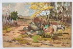 GIOVANNI ÓPPIDO (SP-SP, 1906-1988) - Lindíssima e rara pintura finamente executada em técnica de óleo sobre placa, representando clássico motivo do artista de paisagens rurais, rica em movimentos e colorações. Assinada no C.I.D. Mede 30,0 x 46,0 cm. Bom estado de conservação. NOTA SOBRE O ARTISTA:    Óppido transfere para a tela as múltiplas nuances oriundas de seu grande domínio técnico, em excelente desenho e perspectiva perfeita. É na pintura de animais, gênero considerado dos mais difíceis e trabalhosos, que a sua arte mais se sobressai. Seus quadros refletem a vida sertaneja, a paisagem típica do nosso interior, com seus cavalos pangarés e galinhas caipiras. O cavaleiro é o caboclo brasileiro autêntico e a bolada é aquela que vemos nas estradas poeirentas de nossas fazendas. O colorido é muito peculiar e sua obra é essencialmente impressionista, apesar da delicadeza de suas pinceladas. Carlos Galante.Giovanni Óppido é um dos pintores do tempo que se registra com o apelido de Grupo Santa Helena, não bem convívio homogêneo nas intenções e na prática, mas uma atmosfera de São Paulo dos quinhentos mil habitantes, quando as artes se balançavam entre os seguidores do academismo e as iniciativas dos impressionistas. Óppido se dedicou quase sempre à paisagem, porém interessado nas grandes composições Pietro Maria Bardi.Artista de grande intuição e autodidata, pois não chegou a frequentar dois anos a Escola Nacional de Belas Artes do Rio de Janeiro, antes de dedicar-se exclusivamente à pintura, trabalhou por longos anos como desenhista e ilustrador de livros, principalmente publicações infantis, para a Editora Melhoramentos.Prêmio1943 Salão Paulista de Belas Artes (Menção Honrosa)1946 Salão Paulista de Belas Artes (Prêmio Prefeitura de São Paulo)1953 Salão Paulista de Belas Artes (Prêmio Prefeitura de São Paulo)1957 Salão Paulista de Belas Artes (Prêmio Prefeitura de São Paulo)1957 Salão Paulista de Belas Artes (Prêmio Viagem ao País)1960 Salão Paulista de Belas Artes (Grande Medalha de Prata)1961 Salão Paulista de Belas Artes (Pequena Medalha de Ouro)1963 Salão Paulista de Belas Artes (Prêmio Aquisição Colégio Dante Alighieri)1967 Salão Paulista de Belas Artes (Prêmio Governador do Estado)1969 Salão Paulista de Belas Artes (Prêmio Governador do Estado)1973 Salão Paulista de Belas Artes (Grande Medalha de Ouro)1976 Salão Paulista de Belas Artes (Medalha de Honra)1978 Salão Paulista de Belas Artes (Prêmio Prefeitura de São Paulo)1980 Salão Paulista de Belas Artes (Prêmio Aquisição Thomaz Mello Cruz)1981 Salão Paulista de Belas Artes (Prêmio Governador do Estado)1982 Salão Paulista de Belas Artes (Prêmio Governador do Estado)1982 Salão Paulista de Belas Artes (Comenda da Ordem do Ipiranga)1983 Membro do Júri de Premiação do XLVI Salão Paulista de Belas ArtesFonteLousada, Júlio, 1940  Artes Plásticas: seu mercado: seus leilões/ Júlio Louzada; (prefácios Mino Carta, Pietro Maria Bardi). São Paulo: J. Louzada, 1984.   Nasceu em 25 de maio 1906 em São Paulo. Filho de imigrantes italianos. Estudou de 1933 a 1935 na Escola Nacional de Belas Artes do Rio de Janeiro. Aprimorou-se na pintura, desenhos e ilustração. Sua carreira ascendeu-se a partir da década de 1940. Dedicou-se quase sempre a paisagem, porém interessado nas grandes composições, sendo sempre um pintor autêntico e espontâneo com grande domínio técnico, possuia uma perspectiva perfeita. Sua arte se sobressai nas pinturas de animais, gênero considerado dos mais difíceis e trabalhosos. Foi seguidor do acadêmico e do impressionismo. Não há data definida para a época que trabalhou como desenhista e ilustrador de livros na Editora Melhoramentos. Em 1983, em São Paulo, foi Júri de premiação do 46º Salão Paulista de Belas Artes. No ano seguinte em Santo André/SP, foi sua primeira exposição individual na Aliança Francesa de Santo André. No ano de 1987, em São Paulo, nova exposição individual no Clube Atlético Monte Líbano.Pintor e desenhista. Giovanni Oppido transfere para a tela as múltiplas nuances oriundas de seu grande domínio técnico, em excelente desenho e perspectiva perfeita. É na pintura de animais, gênero considerado dos mais difíceis e trabalhosos, que a sua arte mais se sobressai.