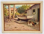 GUERINO GROSSO (RIO CLARO-SP, 1907-1988, SP-SP) - Lindíssima pintura finamente executada em técnica de óleo sobre tela, representando bela paisagem rural rica em movimentos e colorações. Assinada no C.I.D. Mede 30,0 x 40,0 cm. Enquadrada em moldura de madeira da época medindo 35,0 x 45,0 cm. Bom estado de conservação. NOTA SOBRE O ARTISTA: Filho do comerciante italiano Francisco Grosso e sua esposa Florinda, nasceu em 1907 na cidade de Rio Claro e foi o quinto de nove filhos.Tendo se mudado para São Paulo, com a família, em 1918, por falência dos negócios do pai, residiu no bairro da Lapa, e em 1935 se casou com Maria Grosso, pintora não profissional, tendo um filho, Walter.ObraDesde 1917 Guerino Grosso dedicou-se ao desenho e à pintura, tendo iniciado seus estudos com os professores Lúcia Machado e Igino Aquarone, cursando mais tarde a Escola de Belas Artes de São Paulo. Foi chefe do ateliê Arte Fina de Chicago, onde trabalhou por 35 anos.Como sócio-fundador da Associação Paulista de Belas-Artes, atuou várias vezes como membro de júri de seleção e premiação em diversos Salões Oficiais.Suas obras figuram nas pinacotecas de Rio Claro, Jaboticabal, Amparo, São Carlos, Piracicaba, e outras cidades, bem como em muitas coleções particulares no Brasil e no exterior, como Portugal, Itália, Chile, Estados Unidos, Argentina, Canadá e outros.Suas naturezas-mortas são notáveis, bem como suas imagens do bucólico de cidades do interior do Brasil.