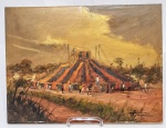 REINALDO JERON (CAMPINAS-SP, 1963) - ´´CIRCO´´ - Rara e belíssima pintura, finamente executada em técnica de óleo sobre placa, representando linda paisagem de circo rica em colorações. Assinada no C.I.D. Perfeito estado de conservação. Mede 30,0 x 40,0 cm. NOTA SOBRE O ARTISTA: R. Jeron - SP - ele pinta cenas exteriores como paisagens, ruas, cidades. Do monocromático ao colorido, suas telas transformam o cotidiano em obra de arte. Jeron apresenta influência de grandes mestres como o pintor Luiz Dotto e o toque didático de Djalma Urban, grande expoente das artes plásticas brasileiras.(Jeron) que morou em Catanduva por muitos anos e agora reside em Cascais (Portugal), onde dá aulas de desenho e pintura, Jeron apresenta influência de grandes mestres como o pintor Luiz Dotto e o toque didático de Djalma Urban, grande expoente da artes plásticas brasileiras. Pesquisa do Catálogo das Artes.Do monocromático ao colorido, suas telas transformam o cotidiano em obra de arte. Jeron apresenta influência de grandes mestres como o pintor Luiz Dotto e o toque didático de Djalma Urban, grande expoente das artes plásticas brasileiras.