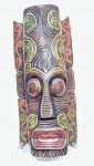 ¹BALI - Raríssima e expressiva máscara étnica de coleção, executada á mão em madeira policromada, adornada por riquíssimo trabalho vibrante. Perfeito estado de conservação. Mede  42,0 cm de altura x 18,0 cm de largura x 8,0 cm de profundidade.