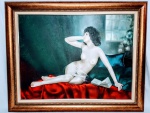 SARAIVA - ´´NU FEMININO´´´ - Grande e linda pintura executada finamente em técnica de óleo sobre tela, representando expressiva figura feminina rica em movimentos. Assinada no C.I.E. Mede 60 x 80 cm. Acompanha linda moldura da época em madeira patinada de cor predominante dourada medindo 77 x 97CM. Excelente estado de conservação. Artista catalogado e premiado com diversas exposições Brasil á fora.
