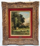 JEAN PAUL LAURENS (FRANÇA 1838 - 1921) - Antiquíssima e majestosa pintura finamente executada em técnica de óleo sobre antiga tela, representando bela paisagem rica em movimentos e colorações com finos traços do lendário artista. Mede 26 x 33 cm. Possui sobre tela no verso feita no Laboratório Internacional Battioli. Bom estado de conservação, enquadrada em moldura de madeira de lei ricamente trabalhada medindo 46 x 54 cm. NOTA SOBRE O ARTISTA: Jean-Paul Laurens (Fourquevaux, 1838  Paris, 1921), foi um escultor, ilustrador e pintor, um dos últimos representantes maiores do Academismo francês.Foi aluno de Léon Cogniet e Alexandre Bida. Privilegiou os temas históricos e religiosos, buscando transmitir uma mensagem contra a opressão da monarquia e do clericalismo. Sua erudição e perfeito domínio do ofício foram muito admirados em sua época.Recebeu numerosas encomendas oficiais, incluindo uma monumental série de obras sobre a vida de Santa Genoveva para o Panteão de Paris, a decoração do teto do Teatro Odéon e do capitólio de Toulouse. Também realizou as ilustrações para a obra Récits des temps mérovingiens de Augustin Thierry.Assinatura de Jean-Paul Laurens