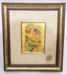 VENEZIA, ITÁLIA - Linda e rara cromolitografia artística, feita com prensa manual em folha de ouro 23 KT. Arte de edição limitada. Enquadrada em moldura de madeira patinada medindo 23,0 x 26,0 cm. Bom estado de conservação.