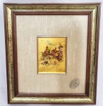 VENEZIA, ITÁLIA - Linda e rara cromolitografia artística, feita com prensa manual em folha de ouro 23 KT. Arte de edição limitada. Enquadrada em moldura de madeira patinada medindo 22,0 x 24,5 cm. Bom estado de conservação.