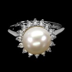 Elegante anel em prata de lei espessurada a ouro branco, design exclusivo com linda Pérola barroca de 9.0 mm, adornada por rico trabalho, fino acabamento e belíssima coroa de Zirconias extra brancas com fino acabamento. Perfeito estado de conservação, sem uso. Aro com regulagem, armação 1,2 cm. Origem Tailândia e África.