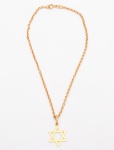 Pulseira e pingente em ouro representando Estrela de David.