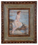 Georgina de Albuquerque (São Paulo, 1885 - Rio de Janeiro, 1962). "Nu Feminino com Marinha ao Fu