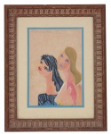 Di Cavalcanti, Emiliano (Rio de Janeiro. 1897 - 1976). "Figuras". Óleo sobre papel. MI. 17 x
