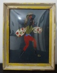 Paulo - Óleo sobre papel aveludada com figura carnavalesca. Com moldura protegida por vidro. Med. 20cm x 26cm