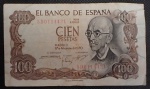 Cédula da Espanha de 100 pesetas do ano de 1970. No estado.