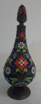 Antigo Perfumeiro em cloisonne, policromia esmaltada, dec c/ florais nas cores azul, branco, vermelho e verde, medido 15 cm