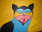 LEITE, CARLUCIO - "O gato" pintura óleo sobre tela, med. 27 x 35cm, assinado e datado CID. Segue certificado. Sem Moldura.