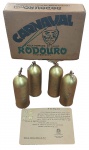 1 PEÇA: 1 CAIXA DE LANÇA-PERFUME METÁLICO C/ 4 RODOURO. L: 21 cm, C: 14,5 cm, A: 5,5 cm. FRASCOS AIN