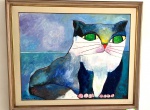 NOR01-ALDEMIR MARTINS - QUADRO GATO EM ACRÍLICO SOBRE TELA (A.S.T.), JUNHO 2000 ; MOLDURA EM MADEIRA