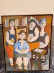 PAULO COSTA - Obra do artista Paulo Costa em óleo sobre tela retratando as normalistas, medindo 1,20