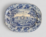 Gorhambury Hertfordshire : Antiga travessa em faiança inglesa, criada por John Meir e manufatura de Greengates Pottery, Tunstall , Inglaterra circa 1830. Med. 48 x 38 cm