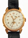 MOVADO COSMIC: Relógio de pulso masculino , 1950 , original "moon phase", calendário, movimento manual a corda , caixa em ouro amarelo 18 k ,  revisado e funcionando , CALIBRE 473. Med. 3,5 cm diam