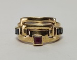 Anel em ouro amarelo 18 k com pedras brasileiras. Peso 6,6 gr Aro 17