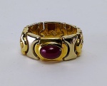 Anel flex em ouro amarelo e branco  18 k com turmalina rosa . Peso 7,5 gr Aro 18
