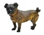 Geschutzt : Escultura em bronze austríaco representando cão , com resquicio de policromia , assinado. circa 1900. Med. 11 x 9 cm