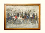 Domenico Lazzarini: "Abstrato", óleo s. tela ass. inf. dir e dat. 1965. Med. Mi 37 x 54 cm  Me 42 x 59 cm