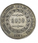 Numismática : Moedas de prata 917 , Brasil 2000 réis : 1851 (8 un) / 1852 (8 un) /1856 (6 un) / 1865 (1 un) /1863 (1 un) /1858 (1un) /1855 (5 un) / 1853 (1 un) /1854 (1 un). Total : 32 un. Peso .810 gr