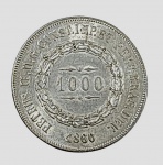 Numismática : Moedas de prata 917 , Brasil 1000 réis : 1861 (17 un) / 1860 (23 un) / 1862 (11 un) /1857 (4 un) / 1855 (11un) / 1859 (27 un) .Total : 126 un. Peso . 1.188 gr