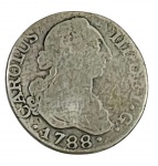 Numismática : Moeda , Espanha , prata , Carlos III : 1777 ( 1 un) / 1788 ( 1 un) / 1790 (1 un).