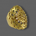 LISHT : Anel em ouro amarelo 18 k com diamante , marca da grife "Lisht". Peso 10 gr Aro 14