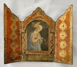 *DIVERSOS - Ícone em oratório de viagem, italiano, com portas laterais móveis, imagem sacra de Anjo,
