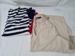 Lote de 2 camisas, send uma listrada e a outra cor areia. Tam:46