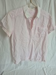 Camisa de manga em algodão cojm gola branca. Tam: 40