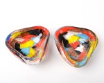 Dino Martens (1894-1970) - Importante lote composto por 2 vide poches da série Oriente, em vidro de Murano, altura 4 cm e comprimento 14 cm. Ambos vendidos no estado.