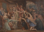 Gravura - Isabel Reusa la Corona de Su Hermano, 48 x 66 cm.