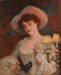Paul Jean Gervais (1859-1936) - Mulher com cigarro, ost assinado cid, 72 x 59 cm.