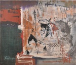 T.Sel**** - Pintura abstrata datada 95 e assinada cie, ast 74 x 86 cm.