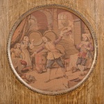 Gobelin - Tapeçaria emoldurada, com 42 cm de diâmetro.