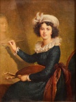 Pintura europeia, sem assinatura - Pintora, ost, 38 x 28 cm.