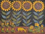 Raimundo Falcão de Oliveira (1930 - 1966) -  Fuga para o Egito - serigrafia datada 1965 e assinada, 33 x 41 cm. NOTA: RAIMUNDO de Oliveira. In: ENCICLOPÉDIA Itaú Cultural de Arte e Cultura Brasileira. São Paulo: Itaú Cultural, 2025. Disponível em: http://enciclopedia.itaucultural.org.br/pessoas/2741-raimundo-de-oliveira. Acesso em: 17 de maio de 2025. Verbete da Enciclopédia.ISBN: 978-85-7979-060-7