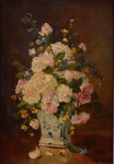 Assinatura ilegível - Vaso de flores, ost assinado cid, 45 x 31 cm.
