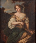 Willem Wissing, (1656-1687) - Retrato da Condessa de Dorchester (Catherine Sedley), Senhora do Rei Jaime II, reprodução colada em tela, 44 x 36 cm.