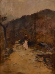 Louis Mettling (1847-1904) Figura feminina caminhando, osm, assinado cie 37 x 28 cm.